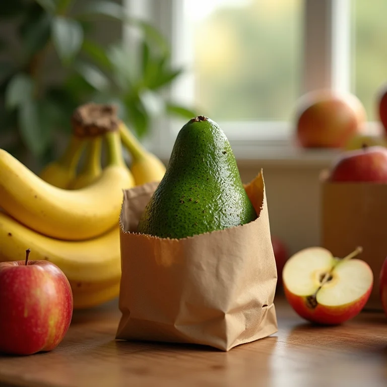 Abacate em saco de papel com frutas