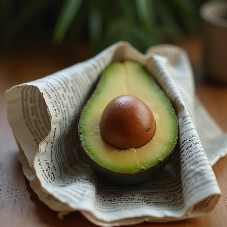 Abacate enrolado em jornal