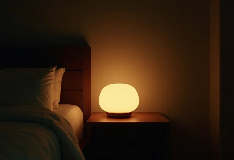 Abajur moderno iluminando um quarto aconchegante