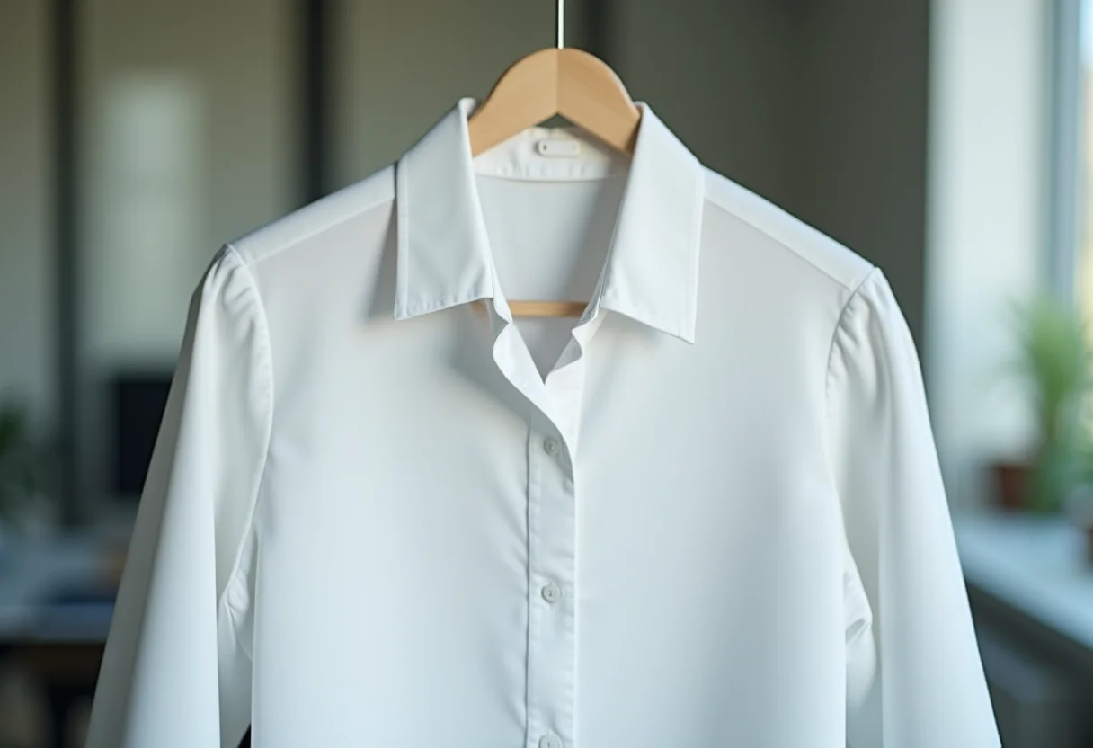 Camisa social feminina branca que não amassa, ideal para o trabalho
