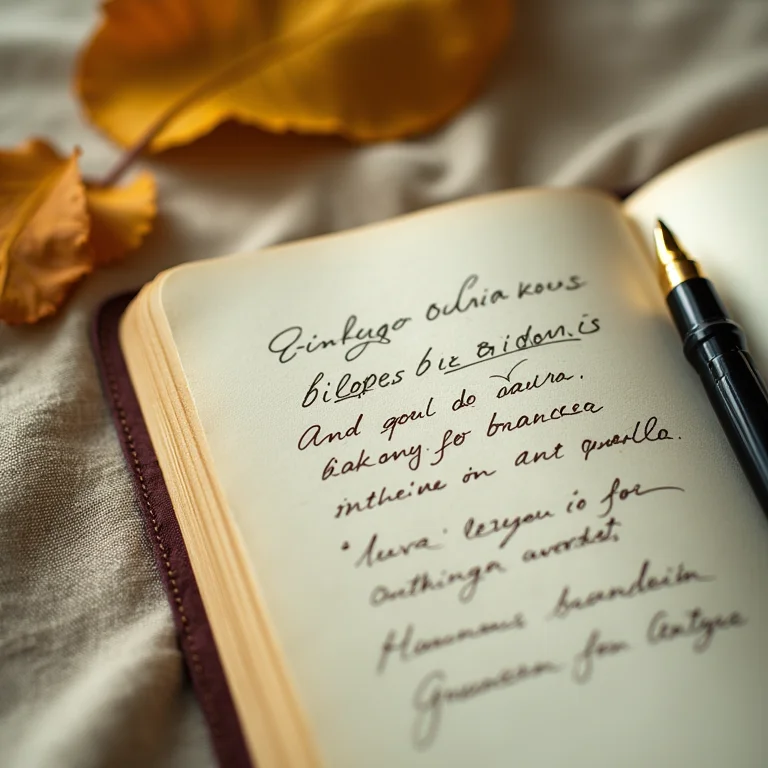 Ginkgo biloba, caderno e caneta