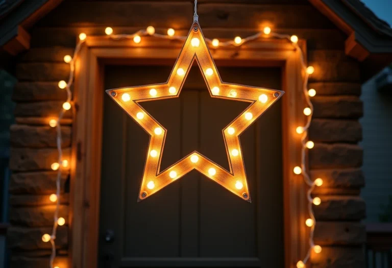 Guirlanda de estrelas em EVA decorando porta de entrada