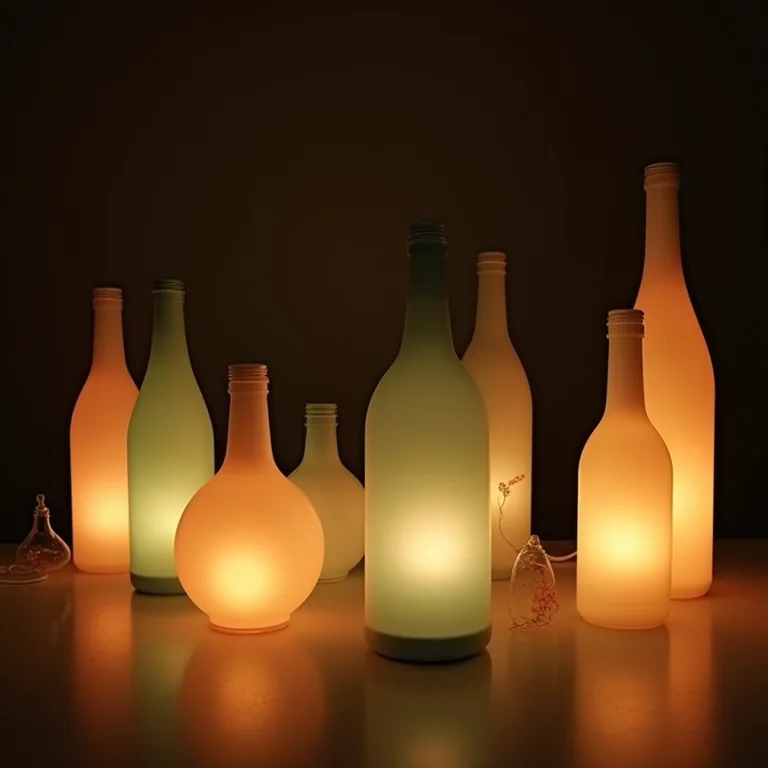 Luminárias criativas feitas com garrafas de vidro recicladas.