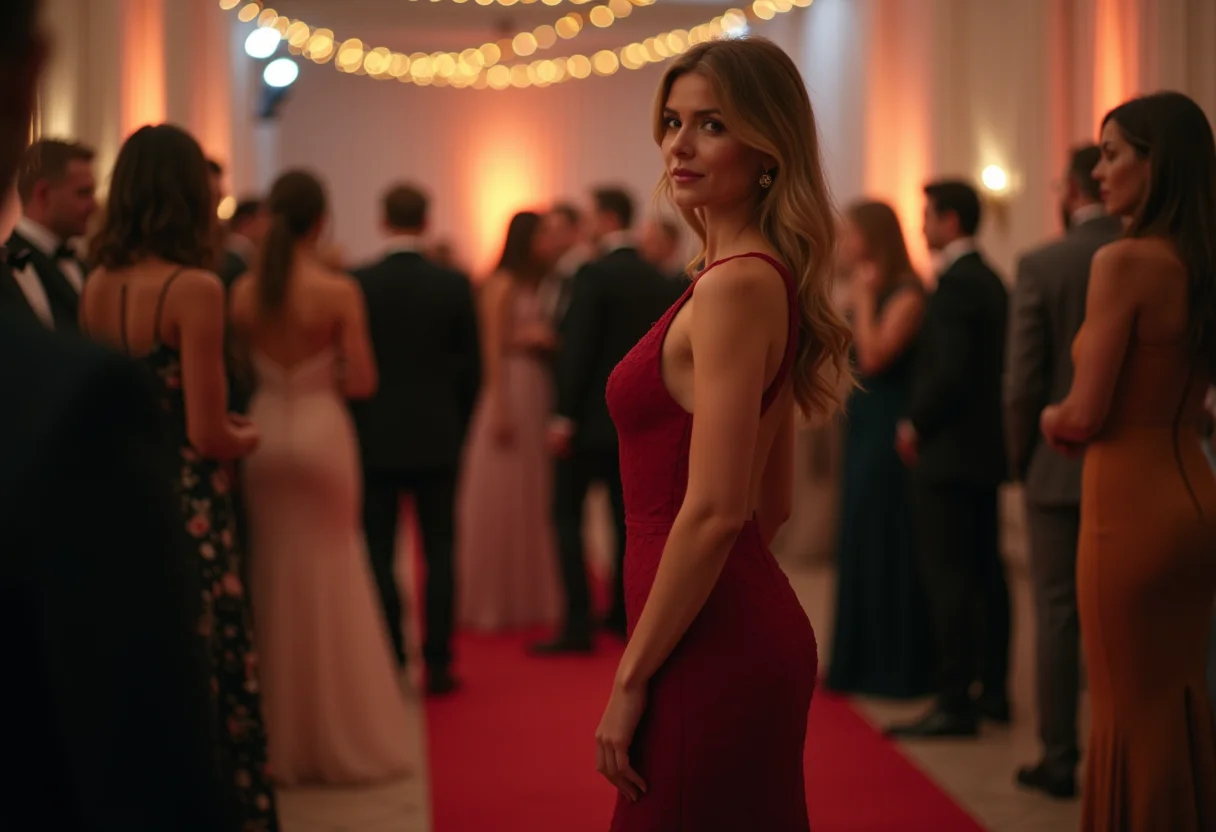 Mulher elegante de salto alto confortável em evento formal