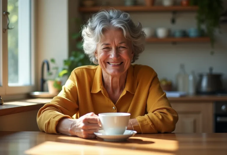 Mulher madura preparando chá de ginkgo biloba