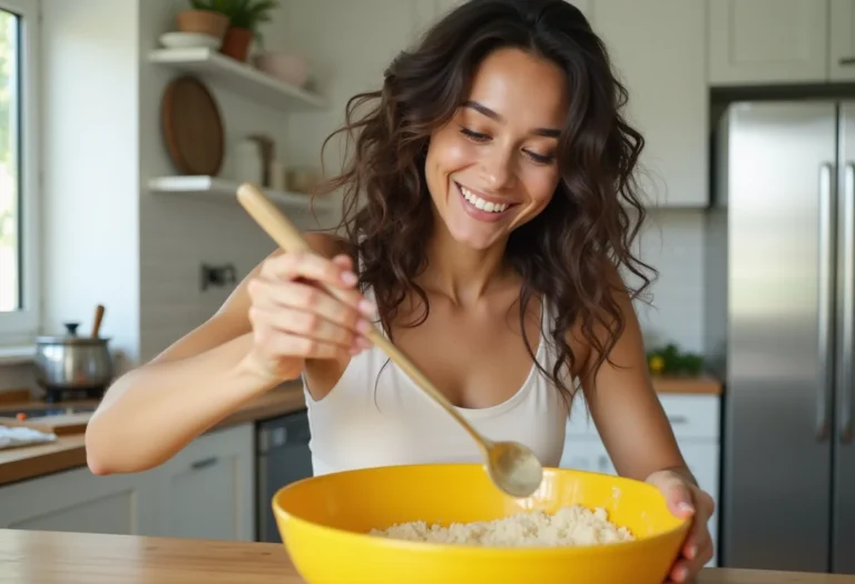 Mulher preparando refeição rápida e fácil