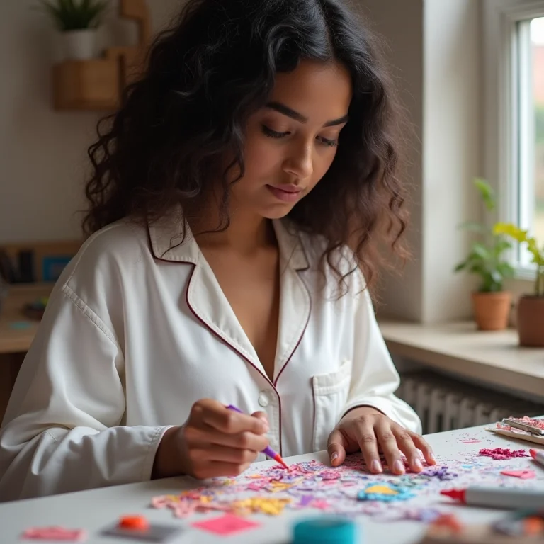 Oficina de customização de pijamas com materiais coloridos