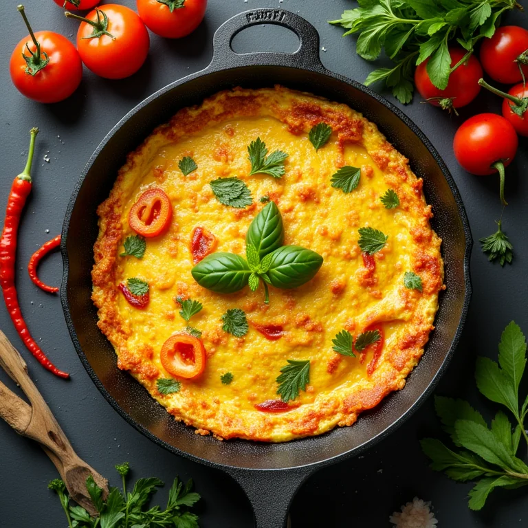 Omelete turbinado com ingredientes frescos