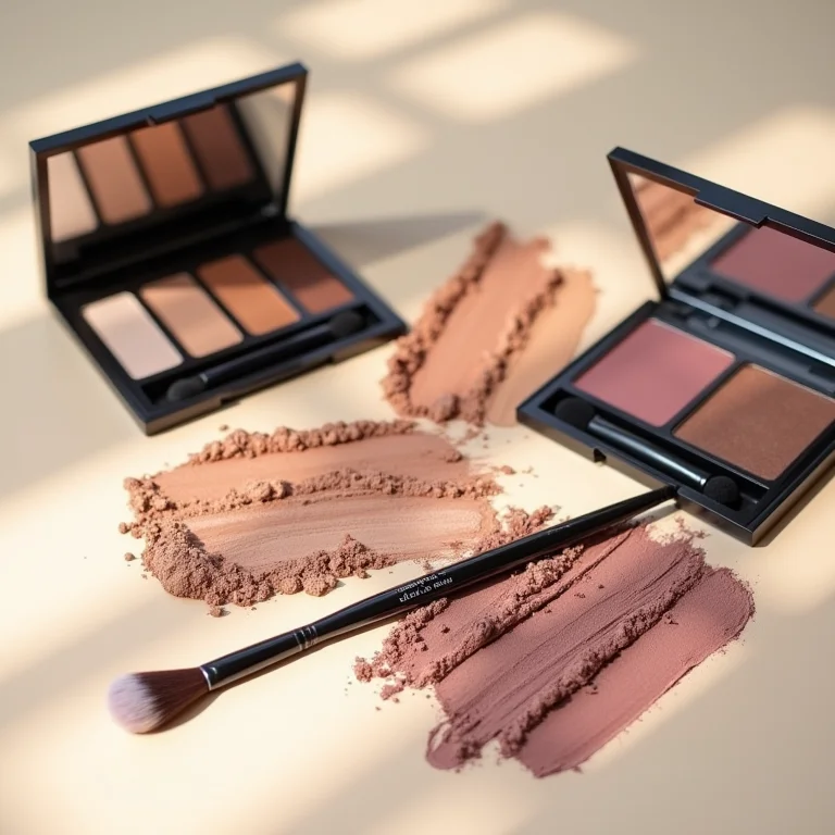 Paletas de sombras e pincéis de maquiagem