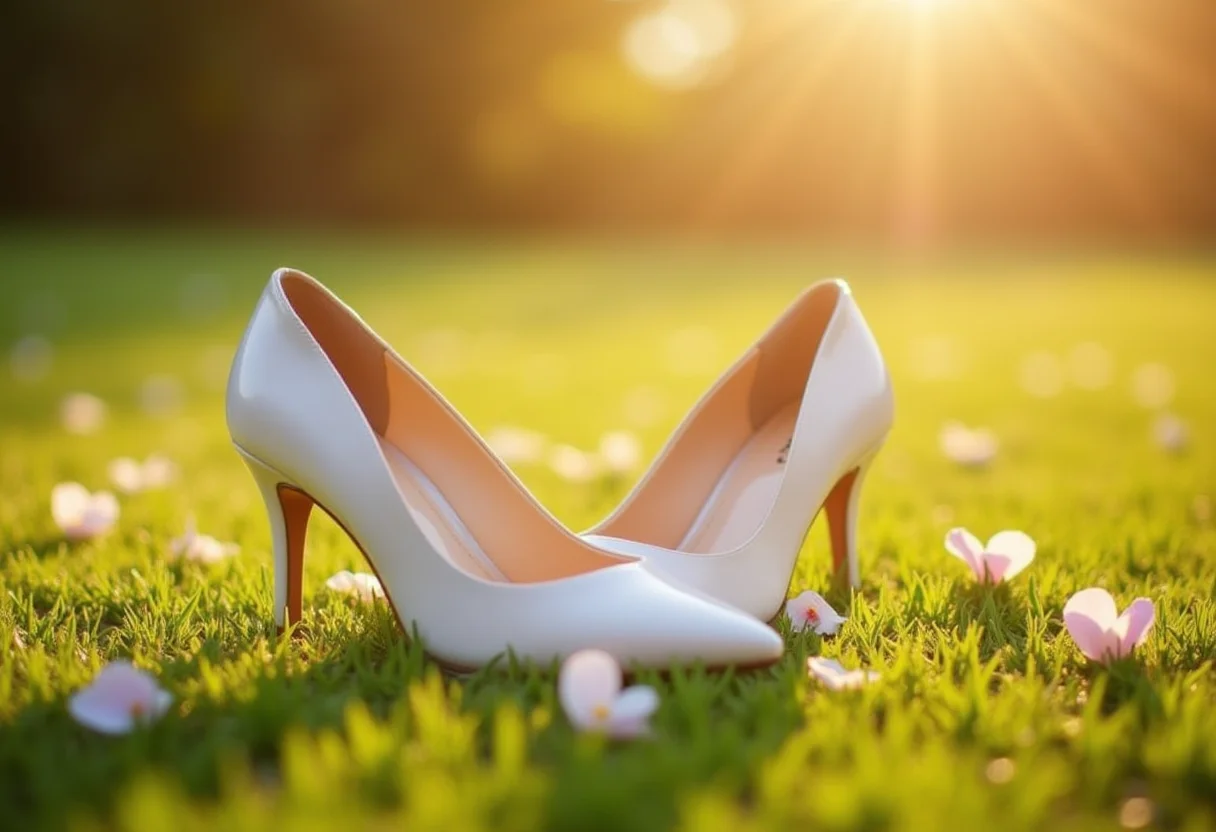 Sapatos de salto confortáveis para casamento ao ar livre