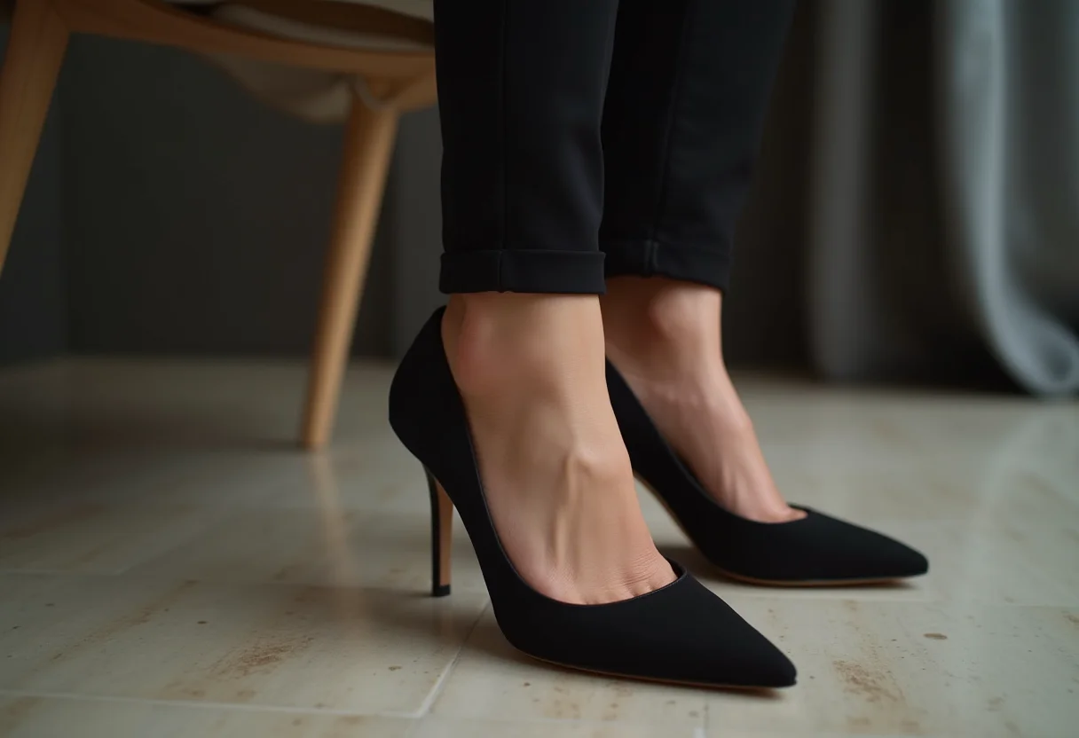 Sapatos femininos elegantes para usar com macacão corporativo