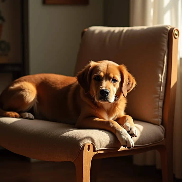 Tiara com nó estampada repousando sobre uma cadeira de madeira vintage em um ambiente aconchegante.