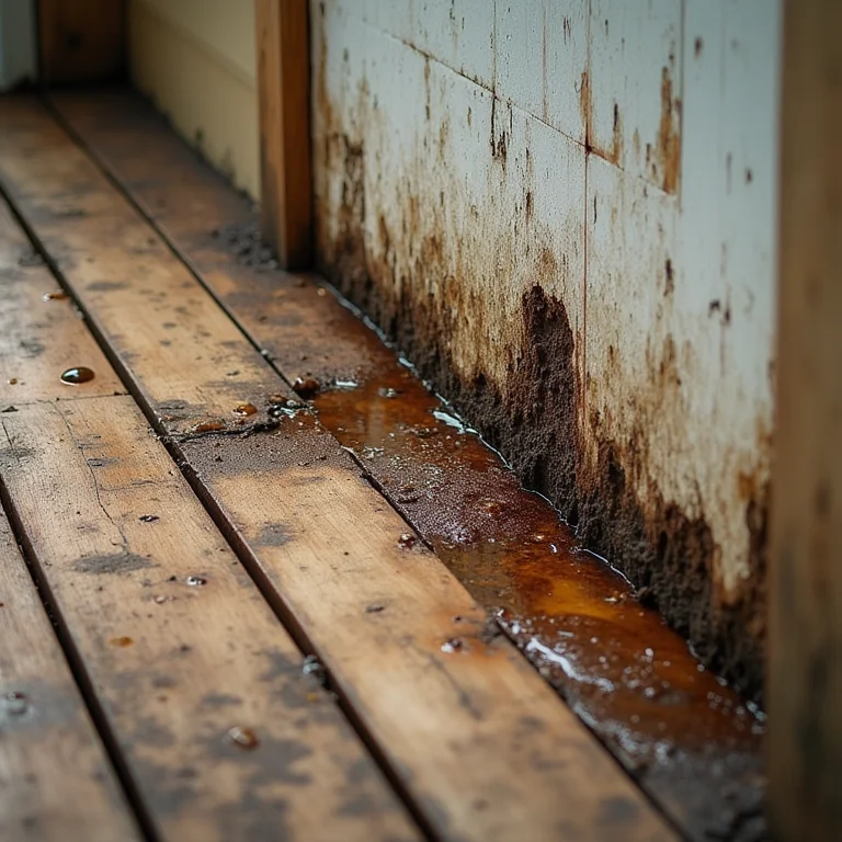 Varanda com sinais de danos causados pela água devido à falta de impermeabilização.