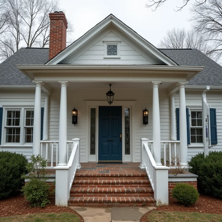 Varanda de casa de campo sem detalhes decorativos, resultando em um ambiente sem personalidade.