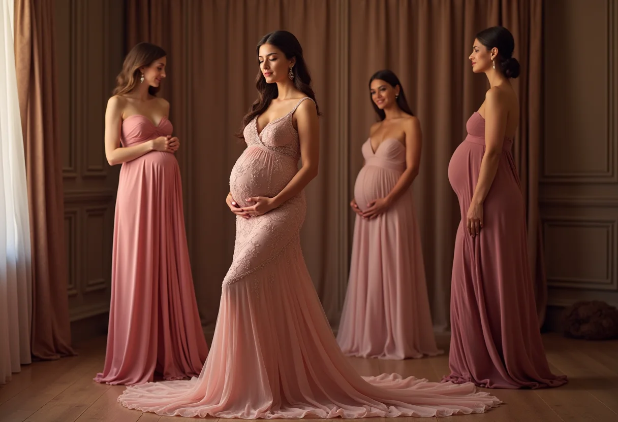 Vestidos de festa elegantes para grávidas disponíveis online